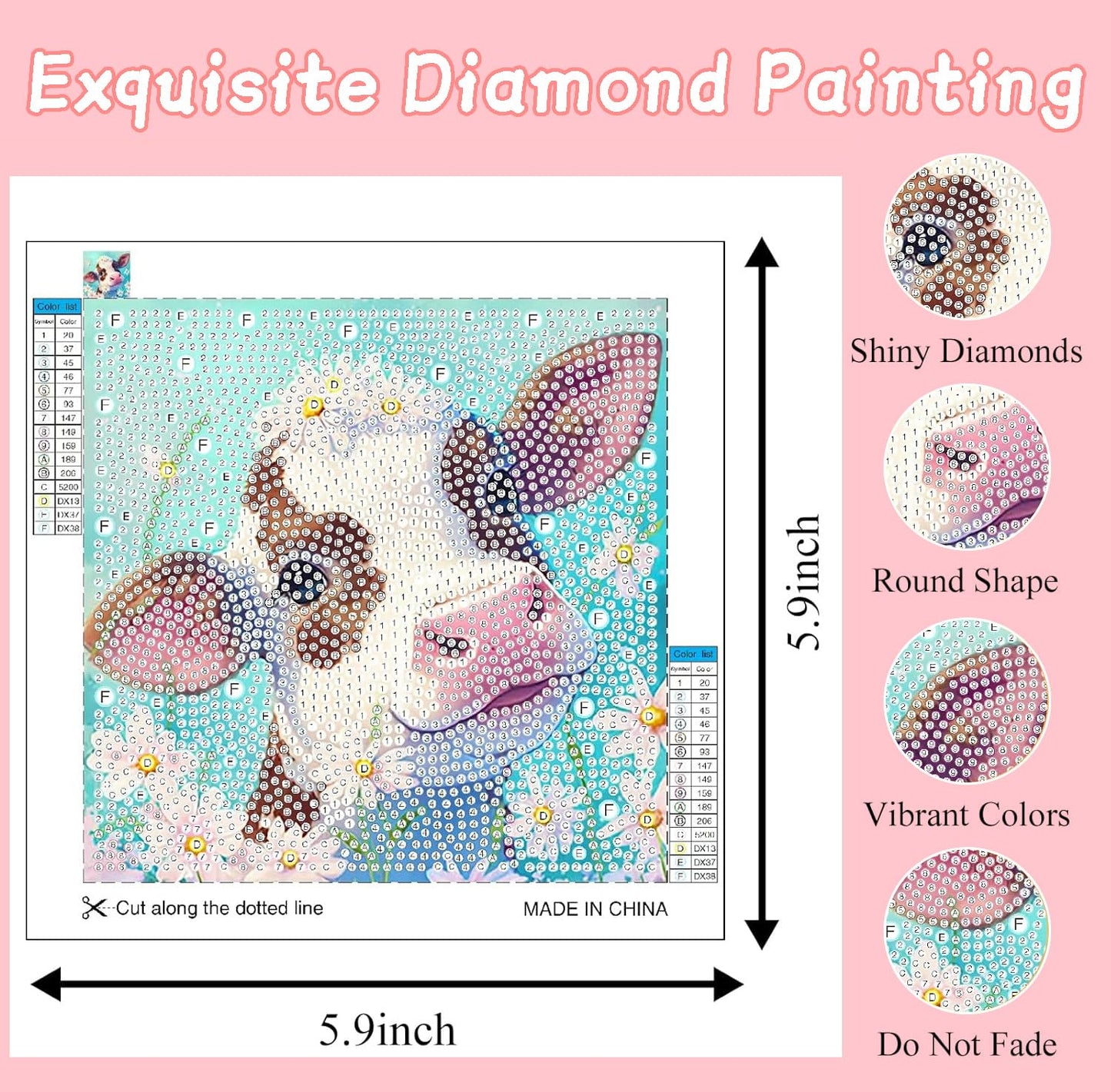 Mowana 6 Pack Diamond Art Kits for Kids - Animals Diamond Painting for Kids 10-12, 6x6 Diamond Art for Girls and Teens, 5D DIY Round Drill Big Gem Art for Ages 4-8-12