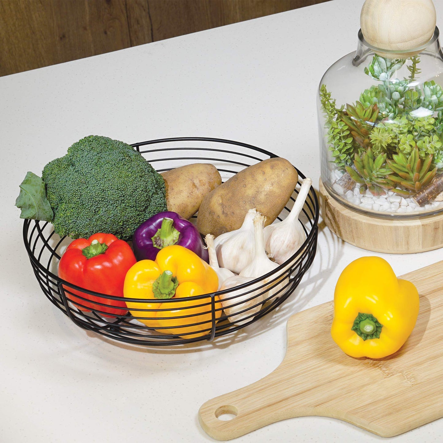 CAXXA Countertop Fruit Bowl, Wire Basket for Fruits, Breads, Vegetables,Snacks, Black