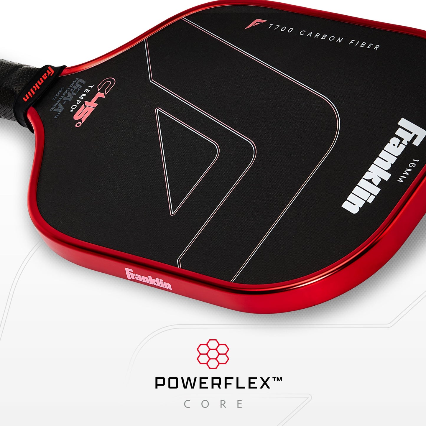 Franklin Sports PRO Pickleball Paddles – C45 Carbon Fiber Series - Official USAP + UPA Approved – Pro Player Design, TEMPO 16MM RED