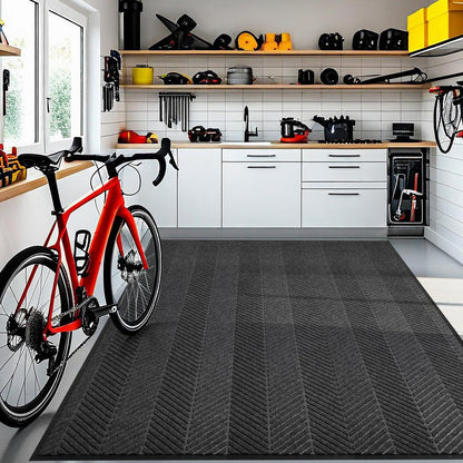 4′ x 10′ Heavy Duty Front Door Mat Indoor Outdoor Entrance, Large Non-Slip All Weather Commercial Floor Mat for Entryway, Low Profile Waterproof Vinyl Rug for House (48" x 120", Charcoal Grey)