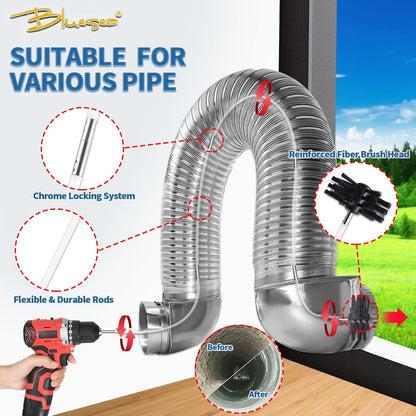 Bluesea 7 Pieces 16 Feet Dryer Vent Cleaner Kit, Durable Nylon Brush Vacuum Attachment with Flexible Lint Trap