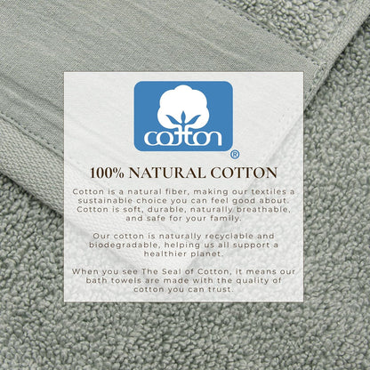 Set 100% 2 2 2 Green Bath Towel - Ultra-Soft Cotton, Linen Like Border Design - Bath Towels, Hand Towels, Washcloths