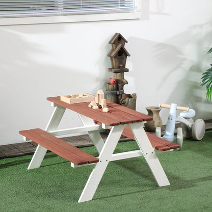 Picnic Table Set, Wooden Table Bench Set, Patio Furniture Outdoor Toys for Garden, Backyard, Aged 3 8 Years Old, Brown