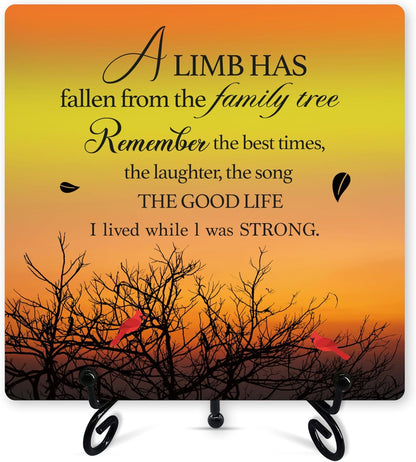 Sympathy Desk Decor, A Limb Has Fallen From Family Tree Sign With Iron Stand, Remembrance Gifts -16
