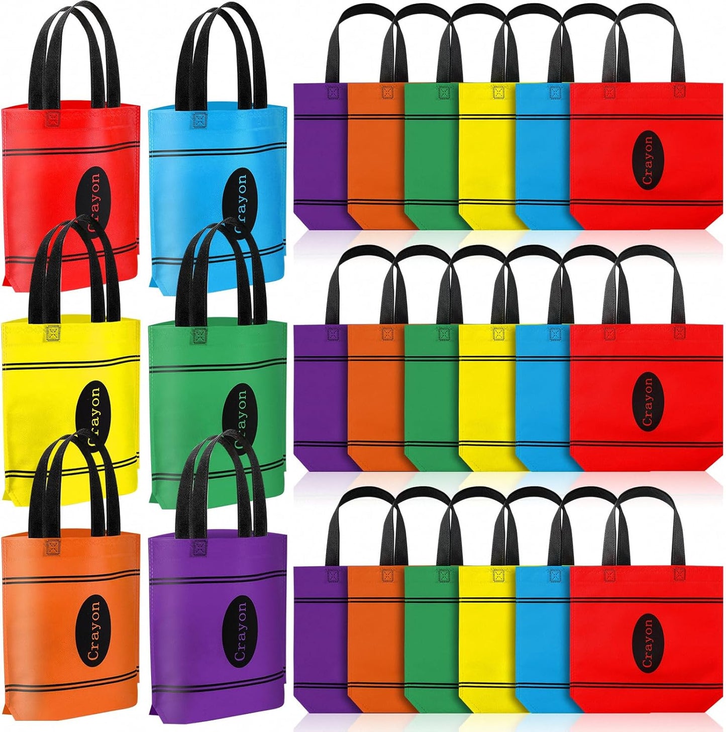 24 Hosuly Pcs Back to School Crayon Tote Bags End of Year Gift Bags Bulk Goodies Decor for Teacher Appreciation