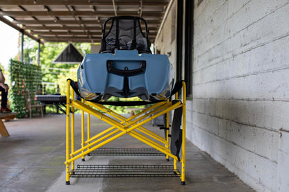 Suspenz Yellowfin Kayak and Canoe Rigging Stations with Side Tables, Fishing Kayak Work Stands, Indoor & Outdoor Use, Canvas Slings, 350 lbs Load Capacity (55-0141)