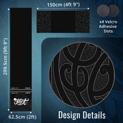 Shot! - T-Shape Rubber Darts Mat - Enhanced Floor Protection from Bounce-Outs - Heavy-Duty Rubber - Easy Set Up & Roll Up - Dart Board Floor Protector - Black