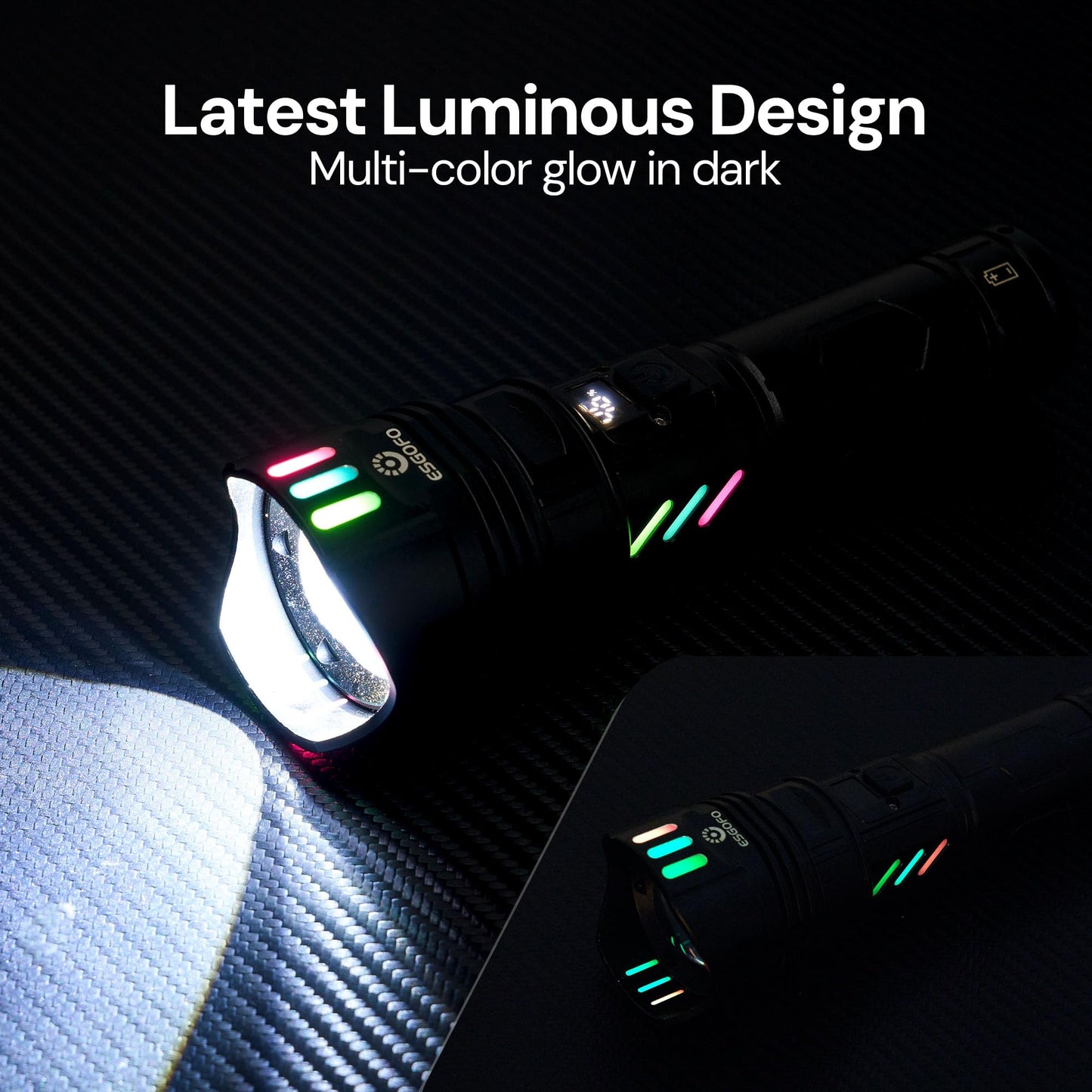 Esgofo Super Bright Flashlight 2000 High Lumens Rechargeable,Powerful Long Distance 3280ft Strong LED Flash Lights,Long Lasting 10H LCD Digital USB Discharging Function,Focus & Brightness Adjustable