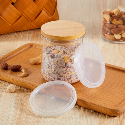 20 5 oz Tessco for you Pcs Bamboo Wooden Plastic Yogurt Jar Lids Compatible with Oui Yogurt Canning Wide Mouth Storage