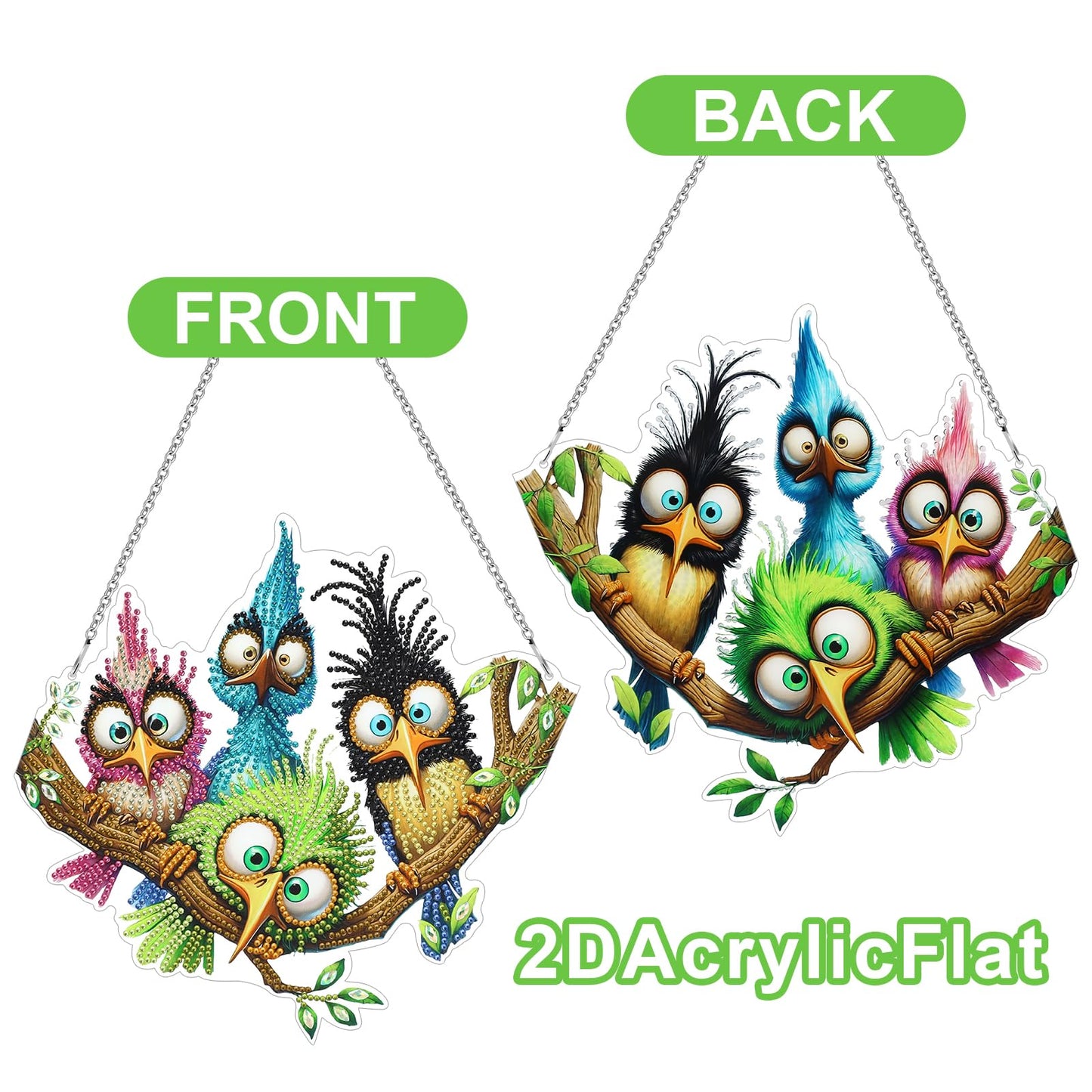MUNORIAY Diamond Art Hanging Kit for Adult,DIY Acrylic Double Sided Bird Diamond Art Painting Window Suncatchers Pendants,Diamond Hanging Kit Crystal Gem Craft for Home Garden Wall Decor