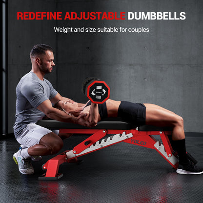 YOLEO Commercial Adjustable Weight Bench - MAX 2300LBS Heavy Duty Workout Bench for Home Gym, Decline/Flat/Incline Bench Press 2.4" Thick Pad (6-Step Assembly) (Weight Bench + 1 Dumbbell)