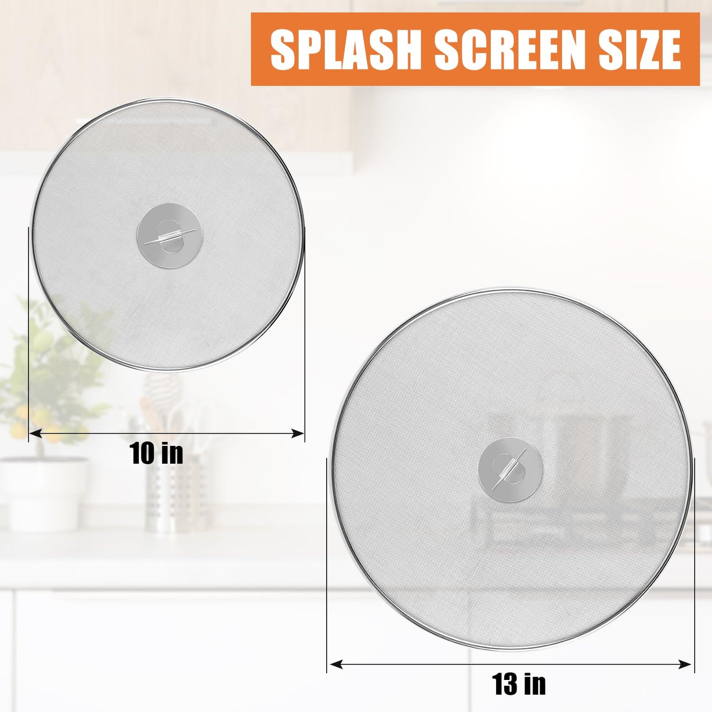 2-Pack Splatter Screens for Frying Pan - Stainless Steel Grease Splatter Guard with Foldable Knob, Ultra-Fine Mesh, Rust-Free (10" & 13") - No Oil Mess, No Burns,Ultra Fine Mesh