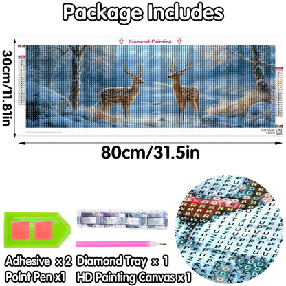 Yomiie 2 Pack Large Diamond Art Kits for Adults, Deers & Horses Diamond Painting Art Animals DIY Full Round Drill Kits, Rhinestone Diamond Crystal Craft Canvas Home Wall Decor 31.5x11.81 inch
