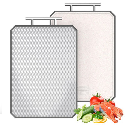 Callsky Cutting Board for Kitchen, Non Toxic Titanium Cutting Board, Double-Sided Metal Chopping Board with Juice Groove, Cutting Boards for Meat, Vegetables and Fruits, Dishwasher Safe Large 16”×11”