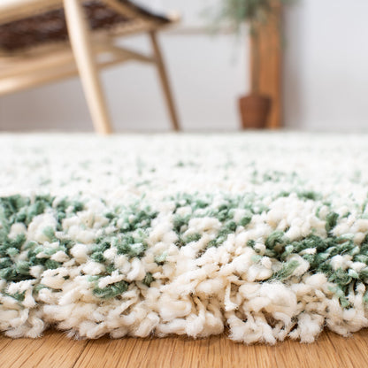 SAFAVIEH Hudson Shag Collection Area Rug - 10' x 14', Ivory/Green, Geometric Design, Plush 1.9 Inch Thick Ideal for High Traffic Areas in Living Room, Bedroom, Dining (SGH206Y)