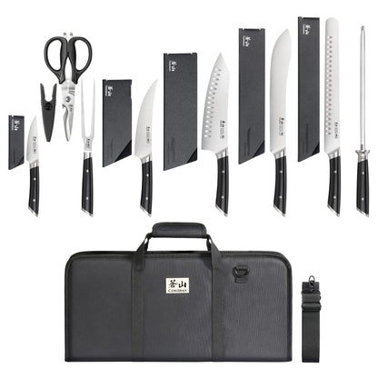 Cangshan HELENA Series German Steel Forged BBQ Knife Set (Black, 9-Piece Bag Set)