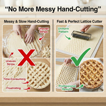 Lattice Pastry Cutter, Professional Lattice Roller for Pie & Beef Wellington, Sharp Multi-Blade Dough Cutter for Even Decorative Crusts, Easy-Clean Baking Gift for Home Bakers