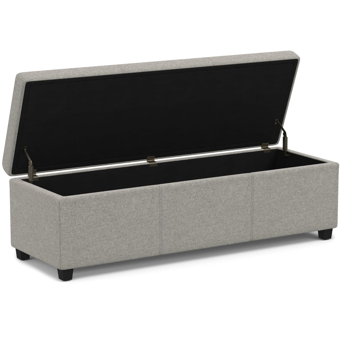 SIMPLIHOME Avalon Extra Large Storage Ottoman Bench - 54 inch Wide Upholstered Linen Look Fabric Rectangular Lift-Top Ottoman in Cloud Grey, Contemporary Bench for Living Room with Hidden Storage