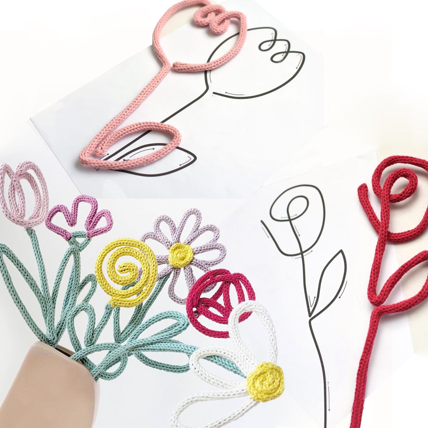 BoFUN DIY Flower Craft Kit for Adults Teens, Floral Wire Art Craft Set with 18 Templates, Wire, Knit Rope, Wedding Party Favors, Women Birthday, Mother’s Day Gifts, Handmade Home Decor (Floral)