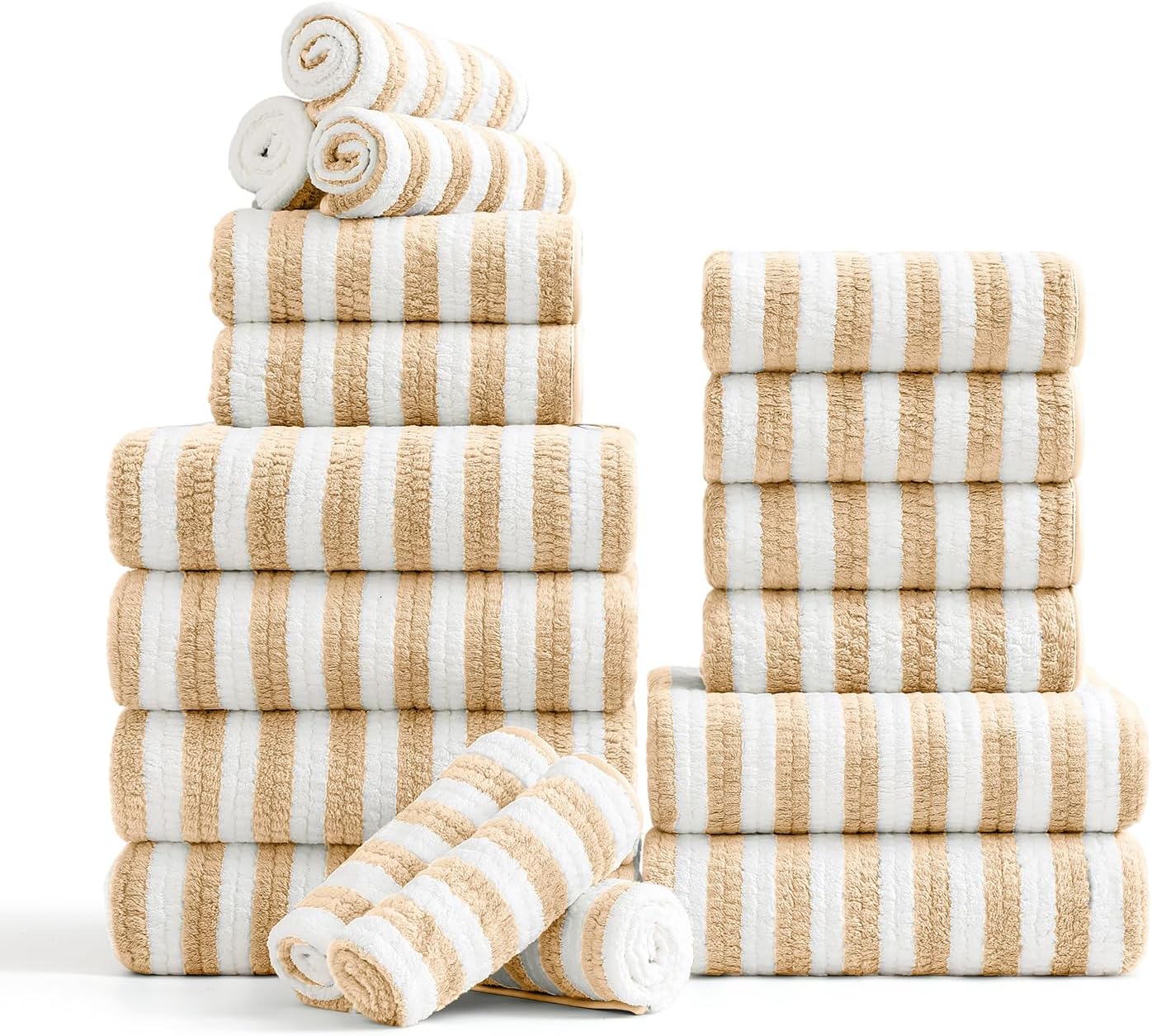 18-Piece Set 6 6 6 Microfiber Bath Towels - Bath Sheet, Hand Towels, Washcloths, Soft, Highly Absorbent Bathroom Towel