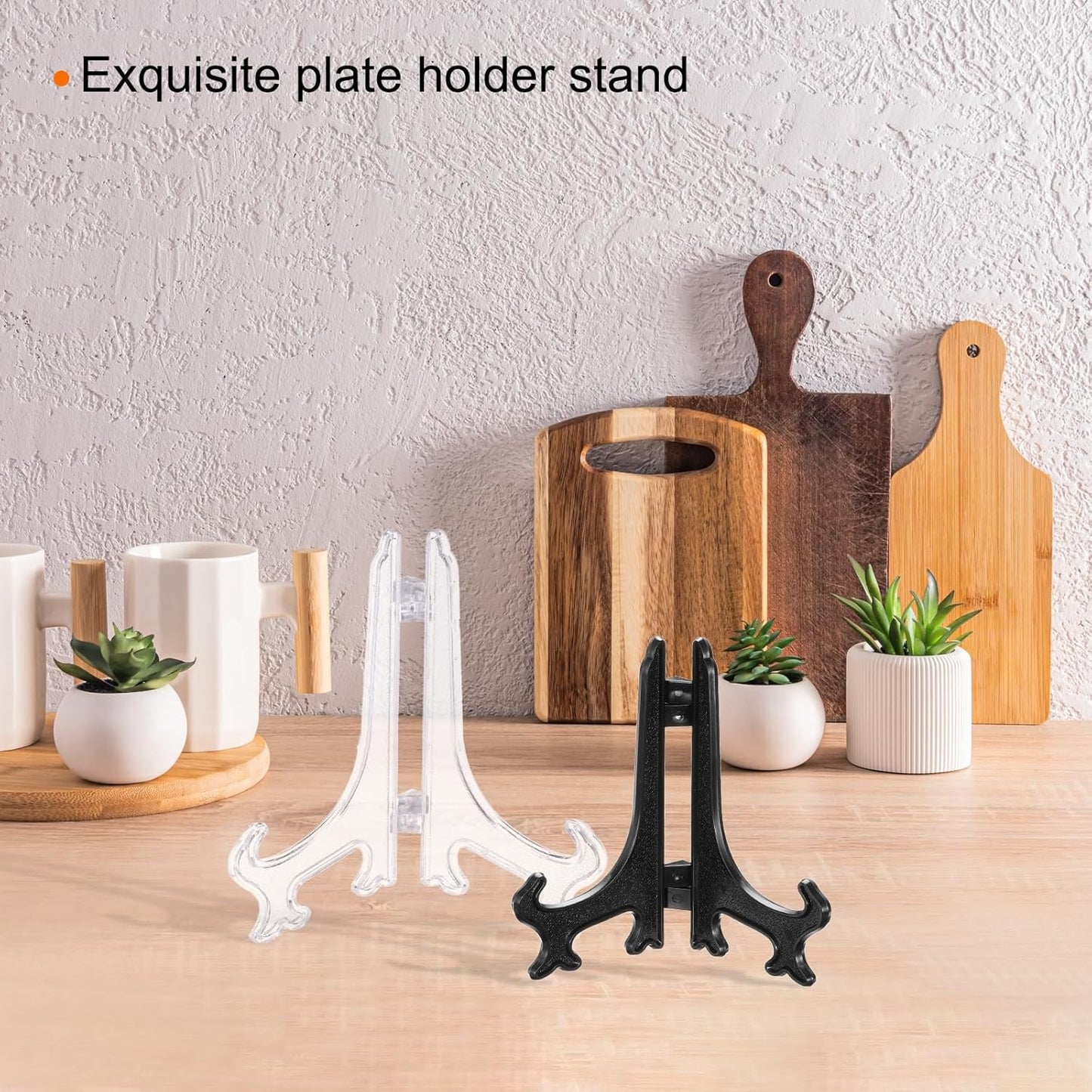 uxcell 12Pcs 7" Acrylic Plate Stands for Display, Easels Stand for Card, Photo Frame Desktop, Black