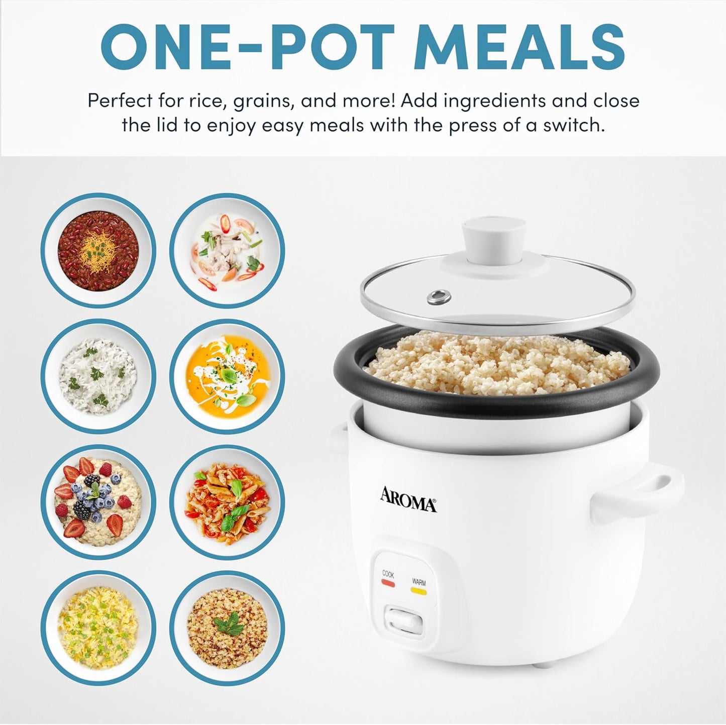 Aroma Housewares Rice & Grain Cooker - 4-Cups (Cooked) / 1Qt. (ARC-302NG), White