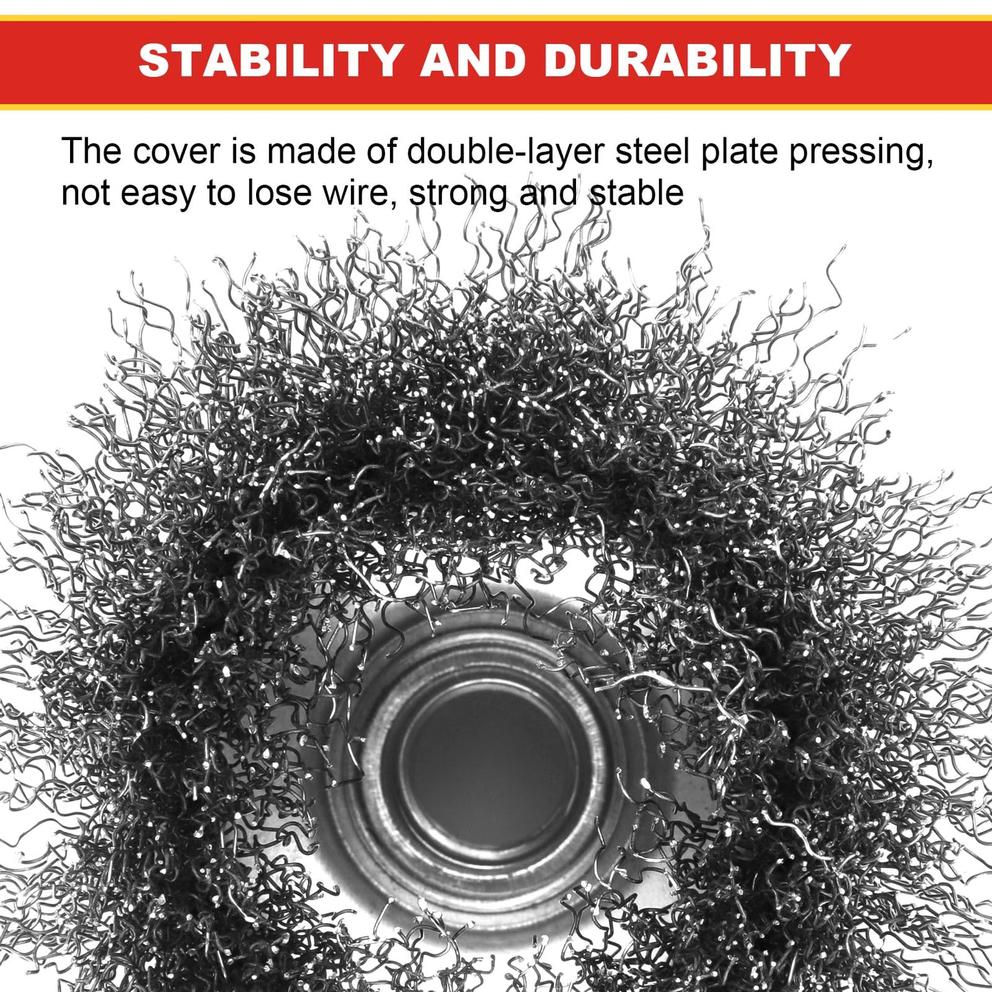 LSTOPGO 2 Pack 3 Inch Coarse Crimped Wire Cup Brush for 4 1/2 Angle Grinder, 5/8 Inch-11 Threaded Arbor, 0.014 Inch Carbon Steel Wire, Brush for Rust, Corrosion, Paint Removal