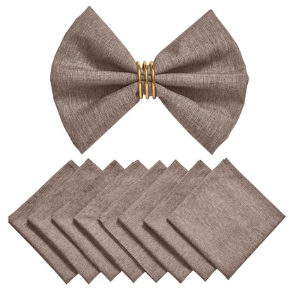 HomeJoy Cloth Napkin Set of 8 Square Washable Reusable Linen Fabric Polyester for Kitchen Dinner Dining Restaurants Wedding Party Banquet Table(Mocha/17x17 Inch)