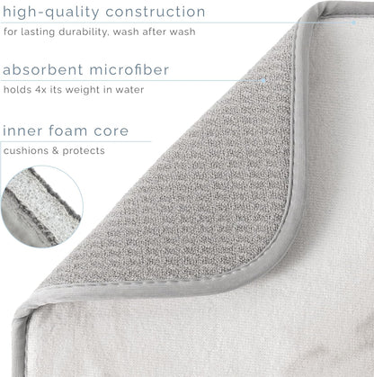 S&T INC. Dish Drying Mat - Absorbent Microfiber Kitchen Counter Pad, 16” x 18”, Large Grey Stone