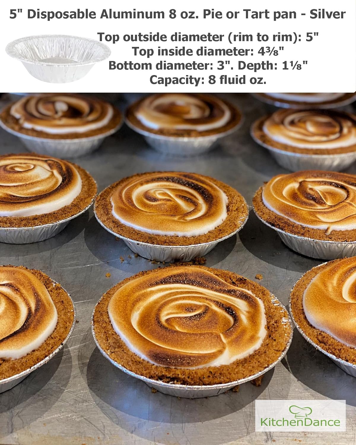 Disposable Aluminum Foil Tart Pan with Lid, 5" Individual Pie Pans, Mini Pie Pans, Pot Pie Tins, Baking Pan, Perfect