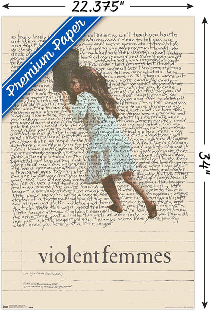Trends International Violent Femmes Lyric Girl Tea Towel Wall Poster, 22.375" x 34", Premium Poster & Clip Bundle