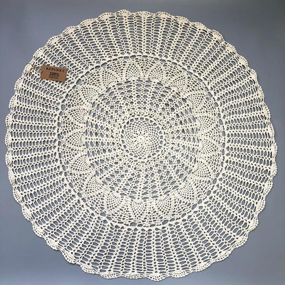 KEPSWET 36 inch Round Sunflower Beige Handmade Crochet Lace Tablecloth Doily