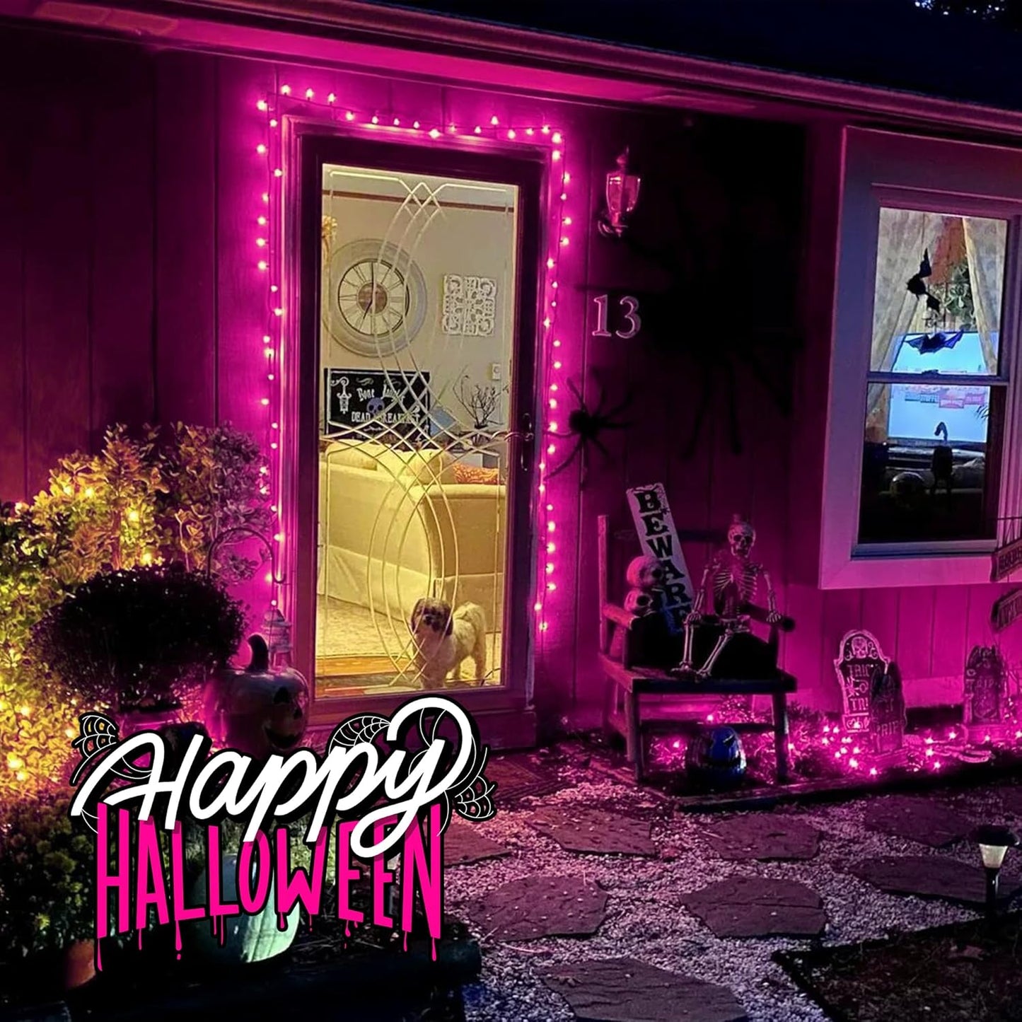Purple Halloween Lights Outdoor, 50 Count Waterproof Fairy Lights for Holiday Decorations