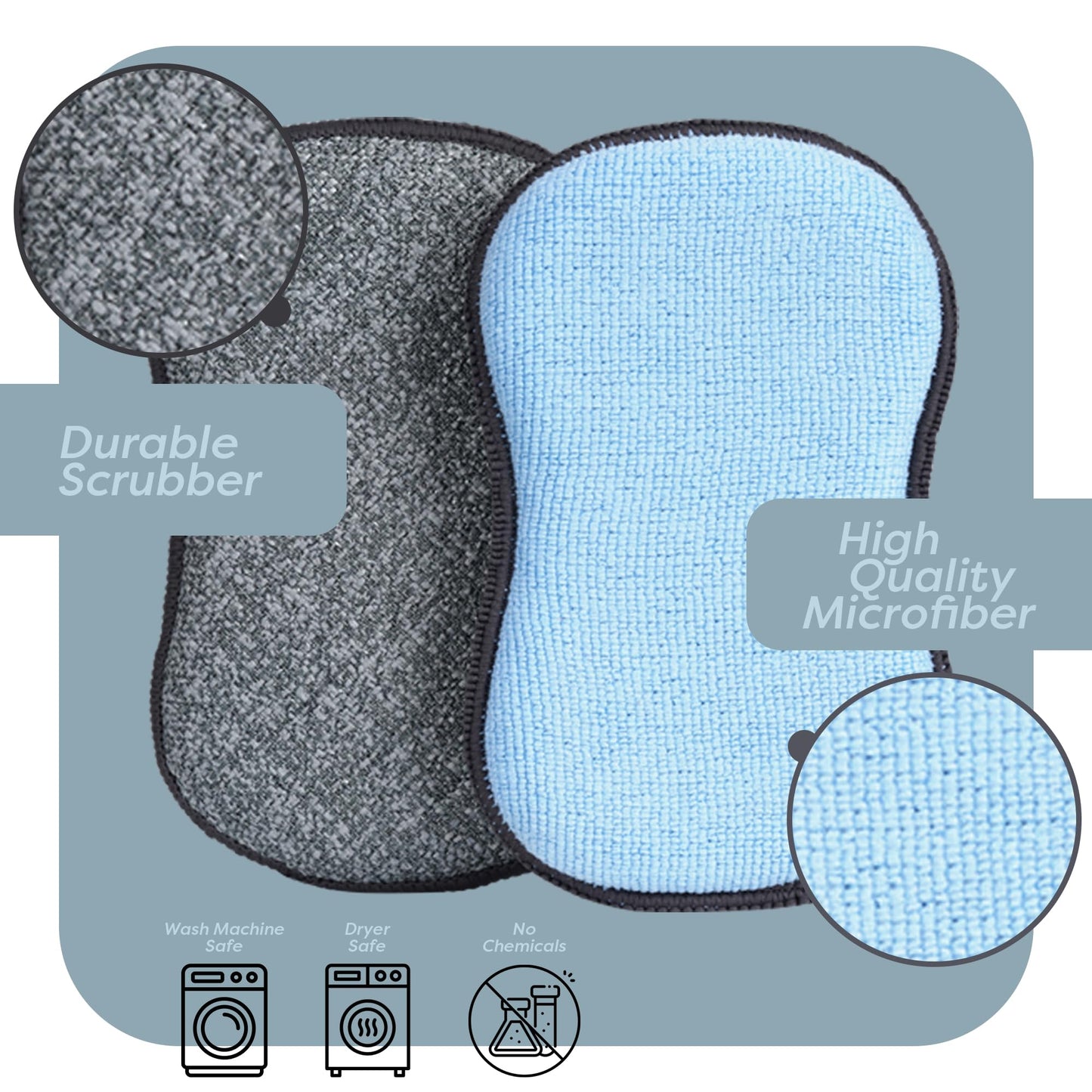 Multi-Purpose Scrub Sponges for Kitchen by Scrub- it - Non-Scratch Microfiber Sponge Along with Heavy Duty Scouring Power - Effortless Cleaning of Dishes, Pots and Pans All at Once(6 Pack, Large)