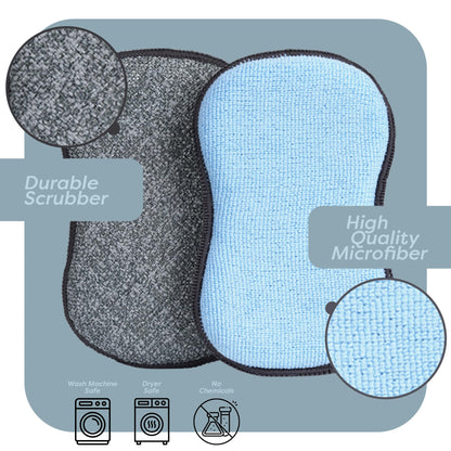 Multi-Purpose Scrub Sponges for Kitchen by Scrub- it - Non-Scratch Microfiber Sponge Along with Heavy Duty Scouring Power - Effortless Cleaning of Dishes, Pots and Pans All at Once(6 Pack, Large)