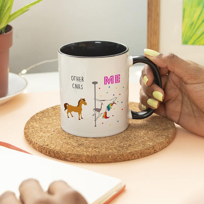 YouNique Designs CNA Mug - 11 Ounces, White Unicorn Mug, Certified Nursing Assistant Gifts for Women (Black Handle)