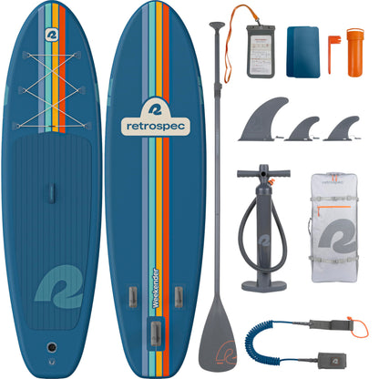 Retrospec Weekender Inflatable Paddle Board with Beach Accessories - 10'6" X 32in SUP Board, Textured Deck Pad, Pump & Travel Bag - Lightweight iSUP