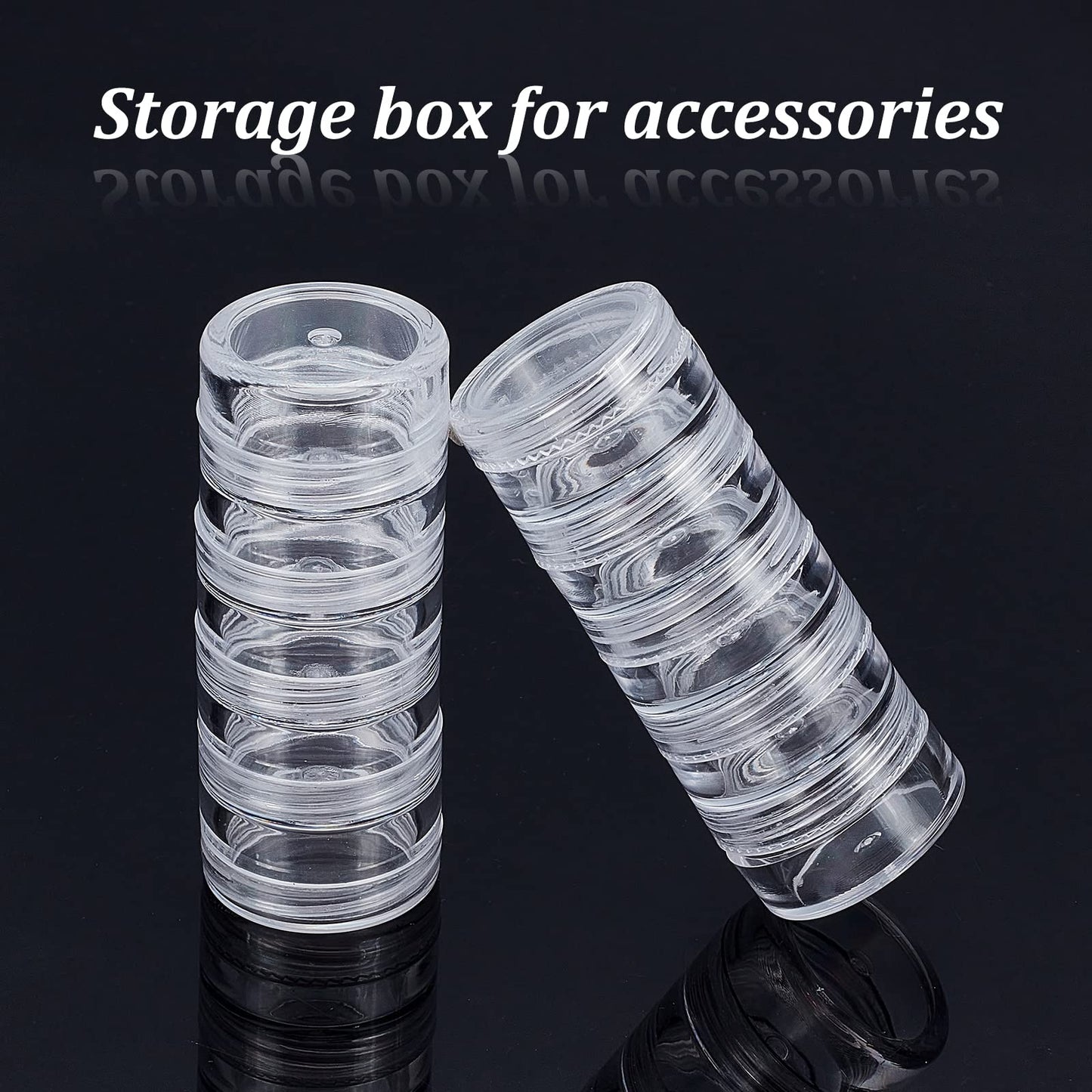 BENECREAT 5G/5ML Stackable Round Plastic Containers 8 Column(5 Layer/Column) Bead Storage Jars for Seed Beads, Diamond Drills and Other Jewelry Components