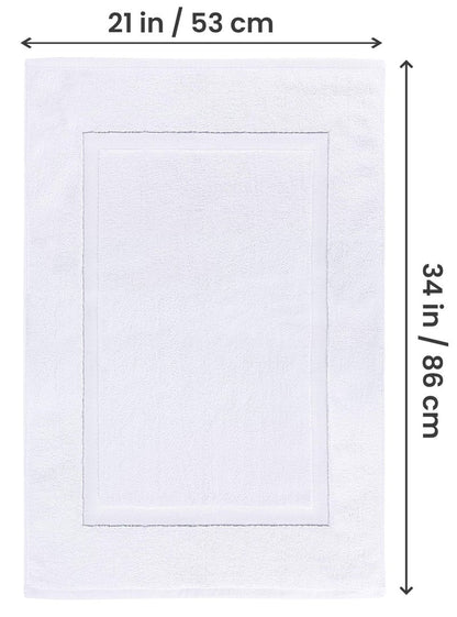 Utopia Towels Cotton Banded Rug, Bath Mats, Not a Bathroom Rug, 21 by 34 Inches, 100% Ring Spun Cotton, Highly Absorbent Shower Bathroom Floor Mat, White, 2 Pack