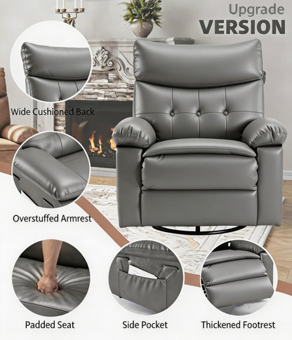 GarveeHome Oversized Recliner Chair, 27" Extra Wide Manual Recliner with Heat and Massage, 400lbs Heavy Duty PU Leather Single Sofa, Large Lazy Chair for Big and Tall Adults, Living Room & Bedroom