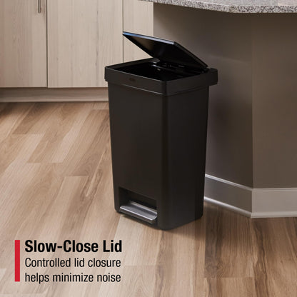 Rubbermaid Premier Series II Step-On Trash Can for Home and Kitchen, with Lid Lock and Slow Close, 12.4 Gallon, Charcoal, for Home/Kitchen/Garage/Apartment/Office