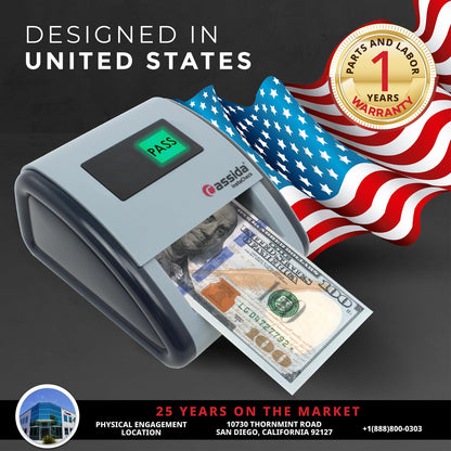 Cassida InstaCheck Small Footprint, Easy to Read Automatic Counterfeit Detector with Infrared, Magnetic and Ultraviolet Sensors, Compact and Lightweight Grey 11-3/4" x 9-1/2 (Pass/Fail)