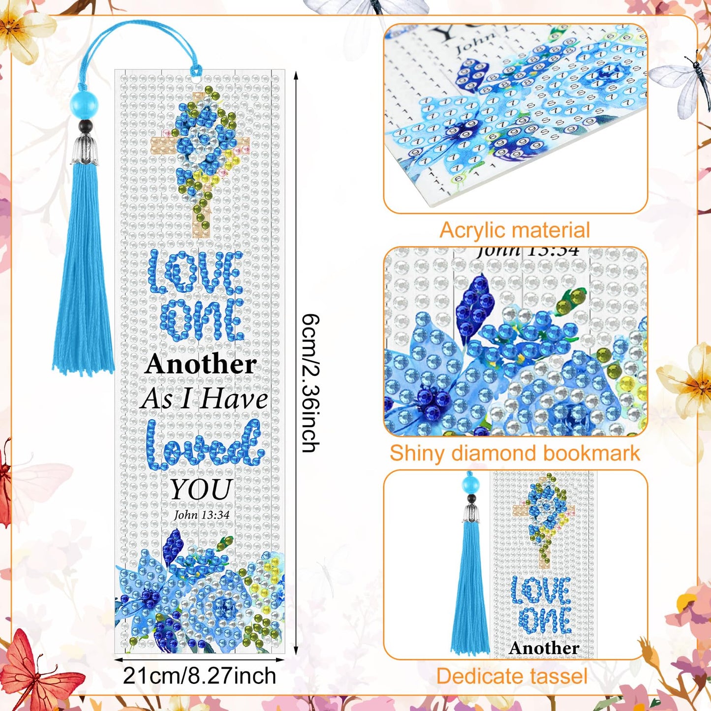 Sinload 10 Pcs Christian Bible Verse Diamond Art Bookmark for Adults Christian Diamond Bookmarks with Tassels 5d Watercolor Floral Cross Bookmarks for Reading Lover DIY Crafts Religious Gifts