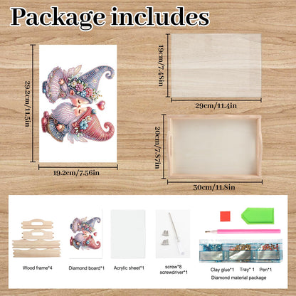 DIY Diamond Art Tray with Handle Diamond Art Painting Plate Creative Design Handmade Wooden Tray Mosaic Making Kits by Number Kits Diamond Art for Coffee Living Room Home Organizer (Nice Kiss)