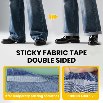 Birllaid Premium Double-Sided Fabric Tape Combo Pack - 1/2 + 3/4inch x 49 FT, No Sew No Iron Required, Strong Adhesive for Clothing Alteration, Hem Pants, Quick Repair, DIY Crafts (2 Rolls, White)