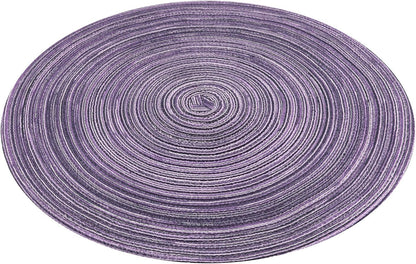 SHACOS Round Placemats Set of 4, Braided Cotton Place Mats, 15 inch for Kitchen Dining Table Holiday Party