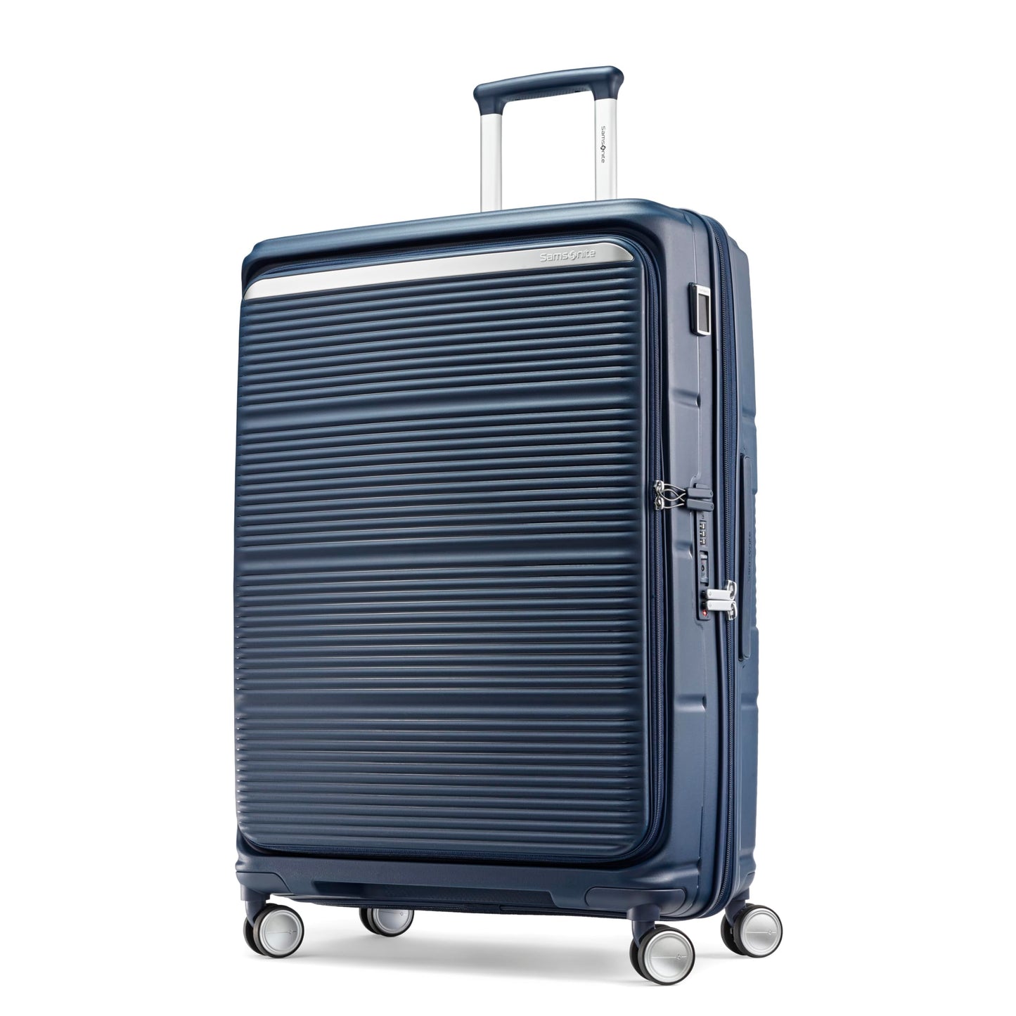 Samsonite Paralux Large Checked Luggage - Innovative Design - Quick Access Front Pocket - Dual Suspension Wheel Technology - TSA Lock - Expandable - Includes Removable Packing Cubes - Midnight Navy