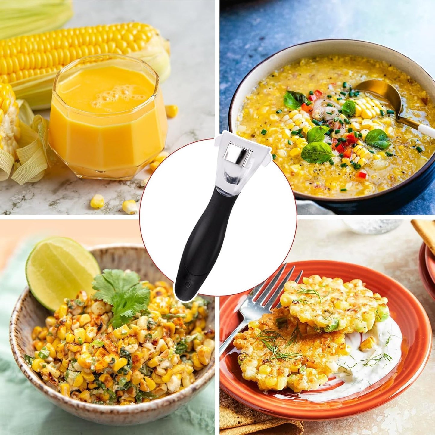 Pampered Chεf Corn Peeler, Corn Cob Stripper with Ergonomic Handle, Corn on the Cob Remover Corn Kernel Cutter #1114