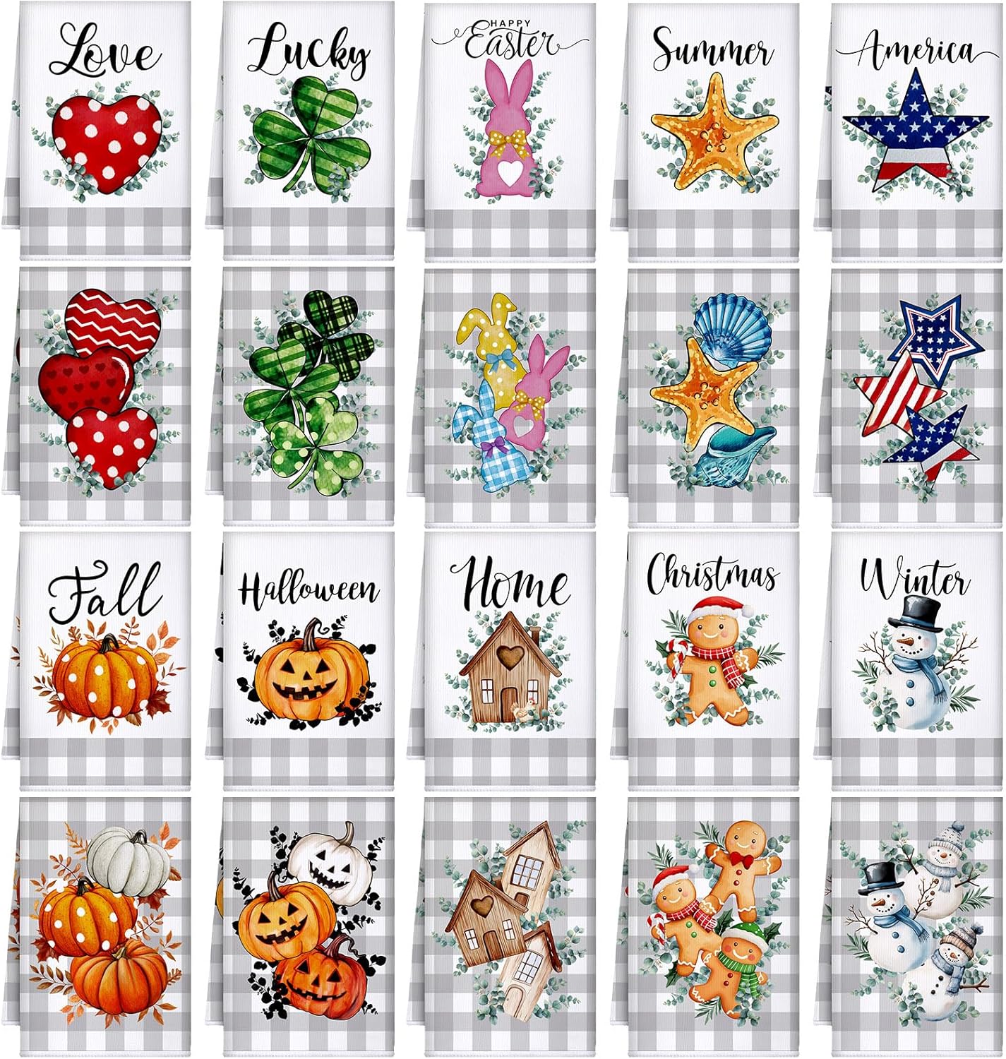 20 Set 16 24 FuWeave Pcs Holiday Kitchen Towels Seasonal Decorative Hand Towels Christmas Dish Cloths Winter