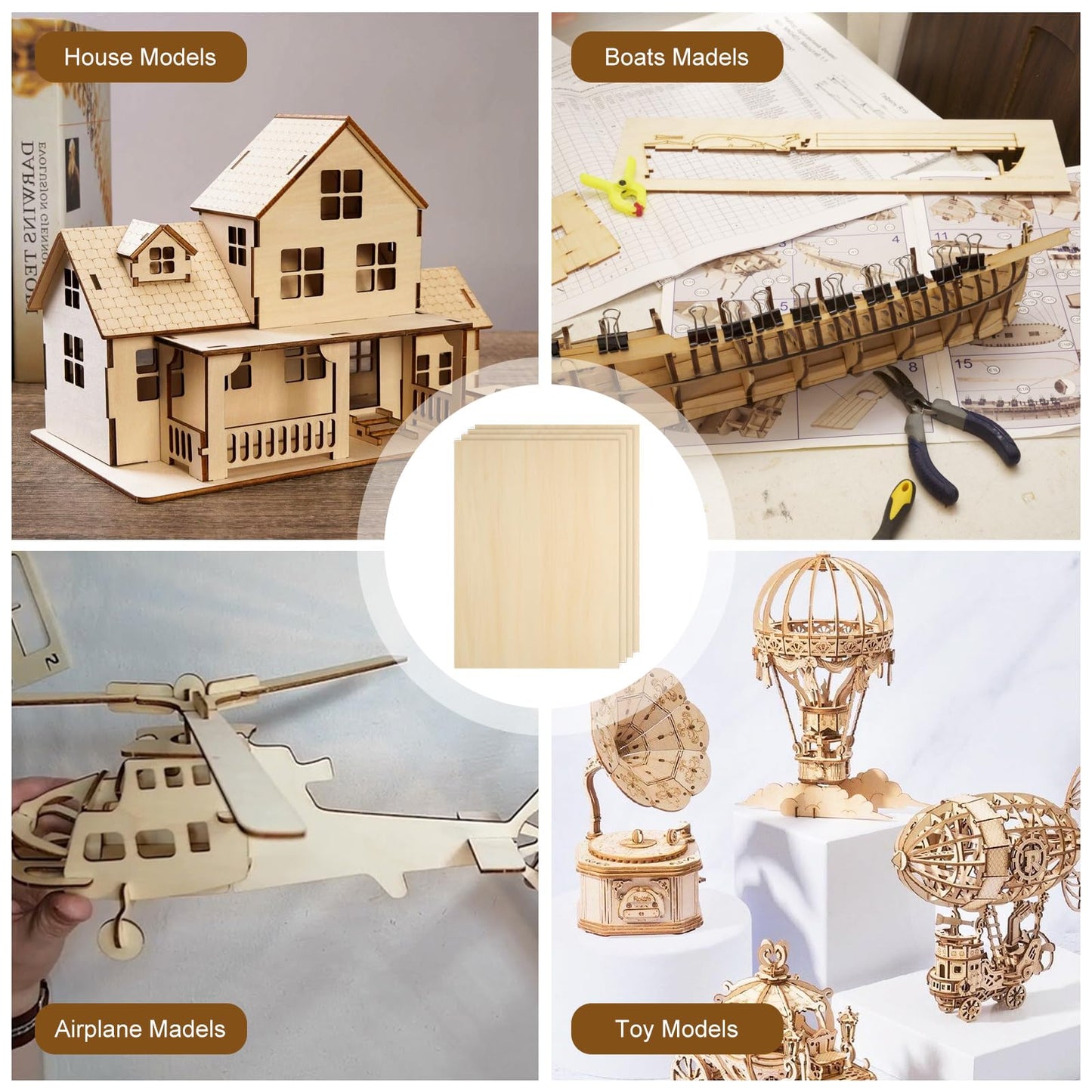 24Pcs 16 x 12 x 1/8 Inch Basswood Sheets, Unfinished Wood Boards, 3mm Basswood for Laser Cutting, Arts and Crafts, Painting, Wood Engraving, Architectural Models, Pyrography